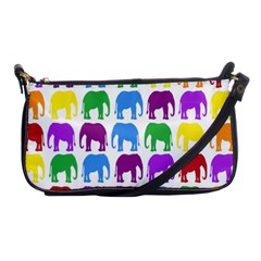 Rainbow Colors Bright Colorful Elephants Wallpaper Background Shoulder Clutch Bags by Simbadda