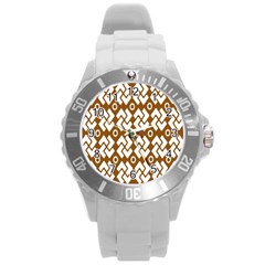 Art Abstract Background Pattern Round Plastic Sport Watch (l) by Simbadda