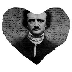 Edgar Allan Poe  Large 19  Premium Flano Heart Shape Cushions by Valentinaart