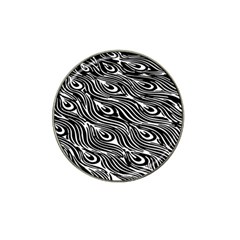 Digitally Created Peacock Feather Pattern In Black And White Hat Clip Ball Marker by Simbadda