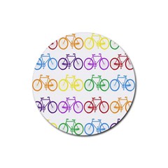 Rainbow Colors Bright Colorful Bicycles Wallpaper Background Rubber Coaster (round)  by Simbadda