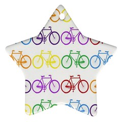 Rainbow Colors Bright Colorful Bicycles Wallpaper Background Star Ornament (two Sides) by Simbadda