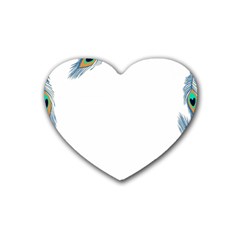 Beautiful Frame Made Up Of Blue Peacock Feathers Heart Coaster (4 Pack)  by Simbadda
