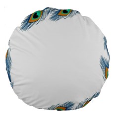 Beautiful Frame Made Up Of Blue Peacock Feathers Large 18  Premium Round Cushions by Simbadda