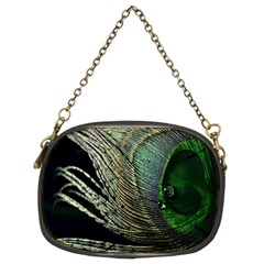 Feather Peacock Drops Green Chain Purses (two Sides)  by Simbadda