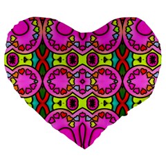 Love Hearths Colourful Abstract Background Design Large 19  Premium Flano Heart Shape Cushions by Simbadda