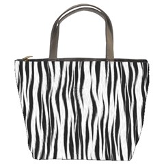 Black White Seamless Fur Pattern Bucket Bags by Simbadda