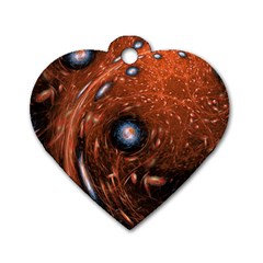 Fractal Peacock World Background Dog Tag Heart (one Side) by Simbadda