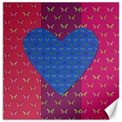Butterfly Heart Pattern Canvas 12  X 12   by Simbadda