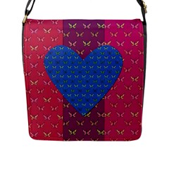 Butterfly Heart Pattern Flap Messenger Bag (l)  by Simbadda