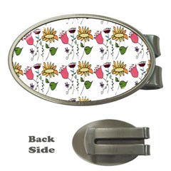 Handmade Pattern With Crazy Flowers Money Clips (oval)  by Simbadda