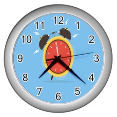 Alarm Clock Weker Time Red Blue Wall Clocks (silver)  by Alisyart