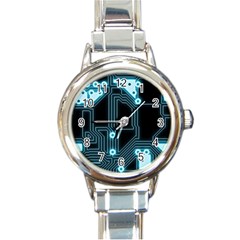 A Completely Seamless Background Design Circuitry Round Italian Charm Watch by Amaryn4rt
