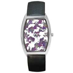 Many Cats Silhouettes Texture Barrel Style Metal Watch by Amaryn4rt