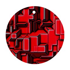 Background With Red Texture Blocks Ornament (round) by Amaryn4rt