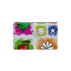 A Set Of Watercolour Icons Cosmetic Bag (small)  by Amaryn4rt