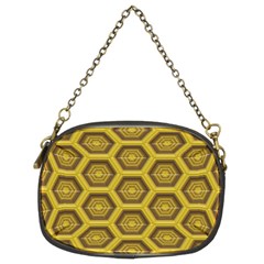 Golden 3d Hexagon Background Chain Purses (two Sides)  by Amaryn4rt