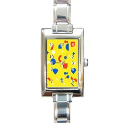 Circle Triangle Red Blue Yellow White Sign Rectangle Italian Charm Watch by Alisyart