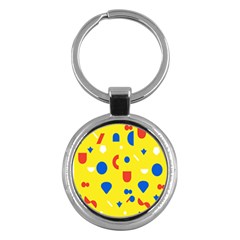 Circle Triangle Red Blue Yellow White Sign Key Chains (round)  by Alisyart
