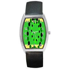Circular Dot Selections Green Yellow Black Barrel Style Metal Watch by Alisyart