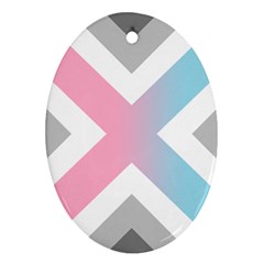 Flag X Blue Pink Grey White Chevron Oval Ornament (two Sides) by Alisyart