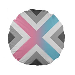 Flag X Blue Pink Grey White Chevron Standard 15  Premium Flano Round Cushions by Alisyart