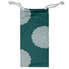 Green Circle Floral Flower Blue White Jewelry Bag by Alisyart