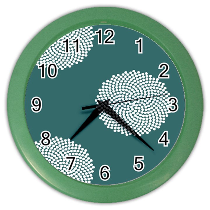 Green Circle Floral Flower Blue White Color Wall Clocks