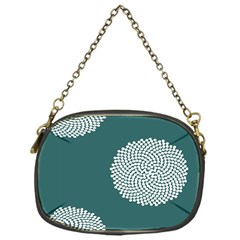 Green Circle Floral Flower Blue White Chain Purses (one Side)  by Alisyart