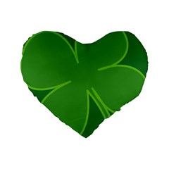 Leaf Clover Green Standard 16  Premium Flano Heart Shape Cushions by Alisyart