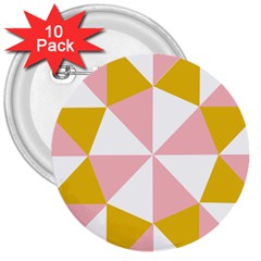 Learning Connection Circle Triangle Pink White Orange 3  Buttons (10 Pack) 