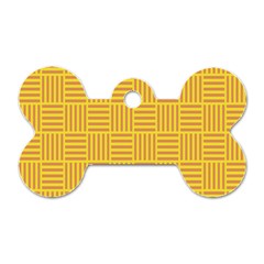 Plaid Line Orange Yellow Dog Tag Bone (two Sides)