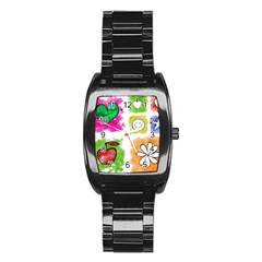 A Set Of Watercolour Icons Stainless Steel Barrel Watch by Amaryn4rt