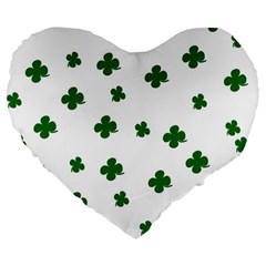St  Patrick s Clover Pattern Large 19  Premium Heart Shape Cushions by Valentinaart