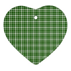 St  Patricks Day Plaid Pattern Heart Ornament (two Sides) by Valentinaart