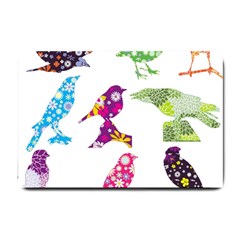 Birds Colorful Floral Funky Small Doormat  by Amaryn4rt