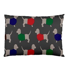 Cute Dachshund Dogs Wearing Jumpers Wallpaper Pattern Background Pillow Case by Amaryn4rt