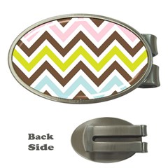 Chevrons Stripes Colors Background Money Clips (oval)  by Amaryn4rt