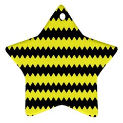 Yellow Black Chevron Wave Star Ornament (two Sides) by Amaryn4rt