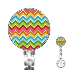 Colorful Background Of Chevrons Zigzag Pattern Stainless Steel Nurses Watch by Amaryn4rt