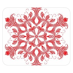 Red Pattern Filigree Snowflake On White Double Sided Flano Blanket (small)  by Amaryn4rt