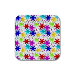 Snowflake Pattern Repeated Rubber Square Coaster (4 Pack)  by Amaryn4rt