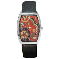 Vintage Chinese Brocade Barrel Style Metal Watch by Amaryn4rt