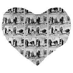 Old Comic Strip Large 19  Premium Flano Heart Shape Cushions by Valentinaart