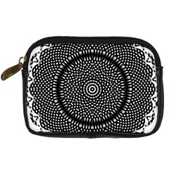 Black Lace Kaleidoscope On White Digital Camera Cases by Amaryn4rt