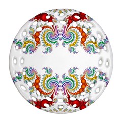 Fractal Kaleidoscope Of A Dragon Head Ornament (round Filigree) by Amaryn4rt
