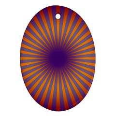 Retro Circle Lines Rays Orange Oval Ornament (two Sides) by Amaryn4rt