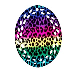 Cheetah Neon Rainbow Animal Oval Filigree Ornament (two Sides) by Alisyart