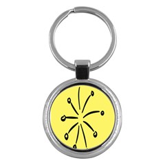 Doodle Shapes Large Line Circle Black Yellow Key Chains (round) 