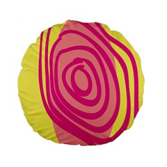 Doodle Shapes Large Line Circle Pink Red Yellow Standard 15  Premium Flano Round Cushions